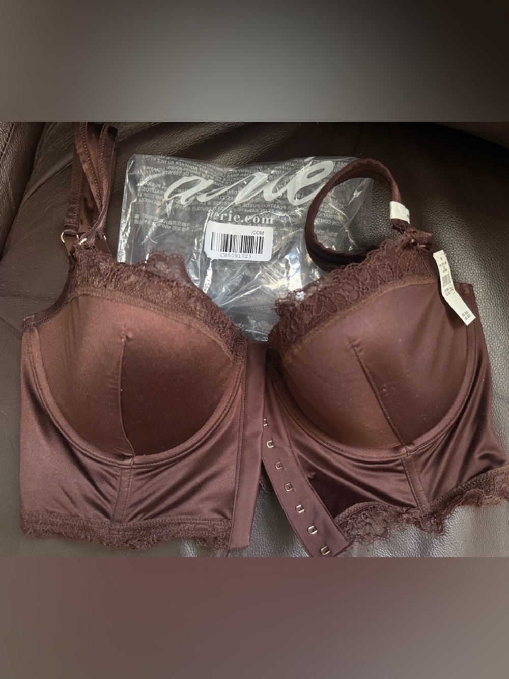Aerie Show Off Shine Corset Balconette Bra in Brown